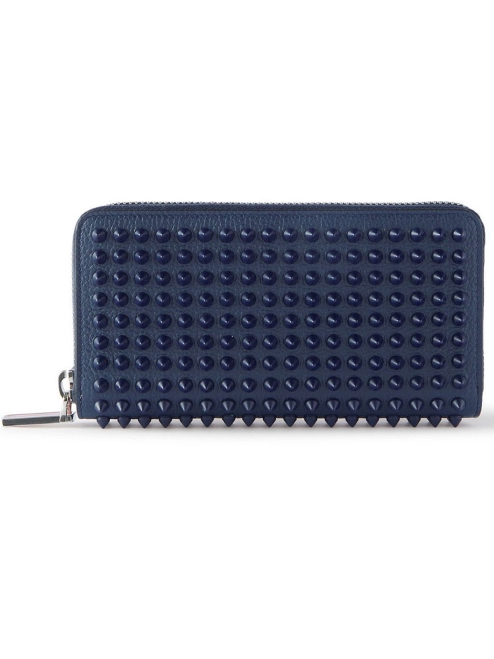 Christian Louboutin - Navy - Spiked Full-Grain Leather Zip-Around Wallet